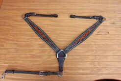 Two Tone, tooled Breastcollar with Turquoise Buckstitch